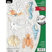 Bucilla Felt Applique 6 Piece Ornament Making Kit, Seashore Santa, Perfect for DIY Arts and Crafts, 89378E