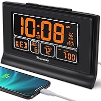 DreamSky Digital Alarm Clock with Battery Backup, 5 Inch Large Display, Auto Set Clock, USB Charging Ports, 12/24H