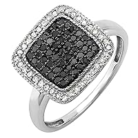Dazzlingrock Collection 0.43 Carat (cttw) Round Black & White Diamond Cocktail Right Hand Ring for Women in 925 Sterling Silver