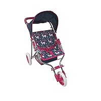 KOOKAMUNGA KIDS Baby Doll Stroller - Foldable Baby Stroller for Dolls - Play Stroller & Jogger w/Retractable Canopy Doll Footrest and Soft Grip Handle - Ideal for Baby Dolls up to 18