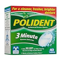 Polident 3 Minute Denture Cleanser Tablets, 40 Count, Pack of 2