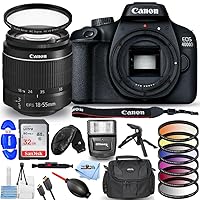 Pixel Hub Canon EOS 4000D / Rebel T100 with EF-S 18-55mm III Lens Bundle Includes: Ultra 32GB SD, Slave Flash, Gadget Bag, Tripod, UV Filter, 6PC Gradual Color Filter Kit and More (Renewed)