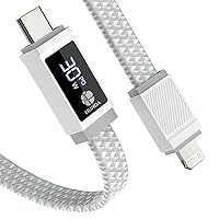 HUNDA USB C to Lightning Cable 6FT [Apple MFi Certified] Type C Fast iPhone Charging Cable with LED Display Flat Braided Charger Cord for iPhone 14/13/12/11 Pro Max Xr Xs X 8 and More