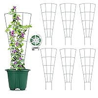 Indoor Plant Trellis for Potted Plants Climbing, Pack of 6, Metal Garden Trellis 32 inches in Height, Fan-Shaped Design