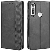 Motorola Moto G Fast Case, Retro PU Leather Full Body Shockproof Wallet Flip Case Cover with Card Slot Holder and Magnetic Closure for Motorola Moto G Fast 2020 Phone Case (Black)