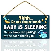 Baby Is Sleeping Sign For Front Door Signs Please Dont Ring Doorbell Sign Do Not Knock Door Signs Please Don't Disturb Sleeping Sign Baby Room Stitch Cute Decor 12 x 6 Inches