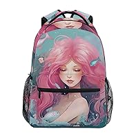 xigua Travel Backpack Mermaid Laptop Backpack Water Resistant Casual Daypack for Men and Women
