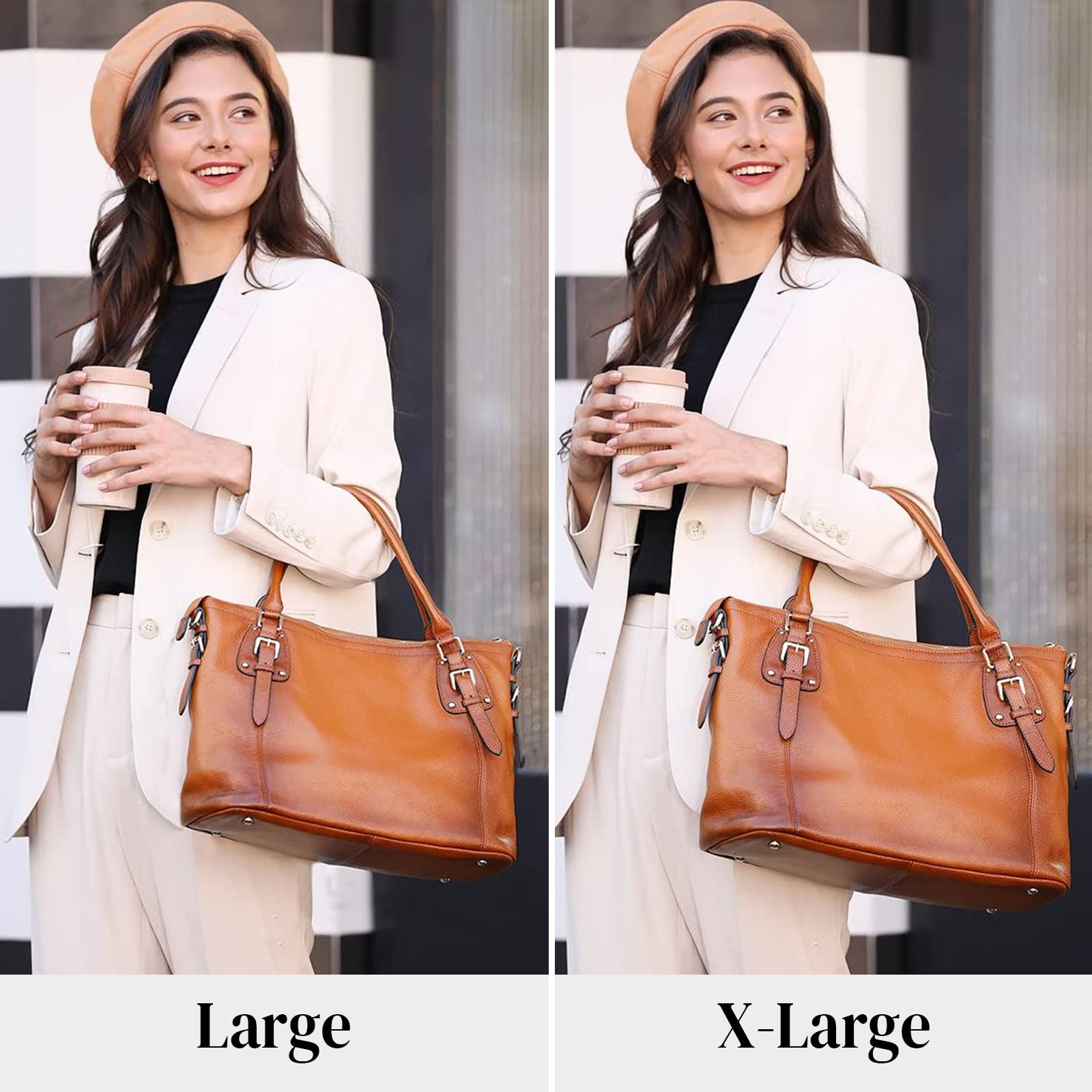Kattee Genuine Leather Handbags Tote Shoulder Bag for Woman Satchel Designer Purse Top Handles Crossbody Bag Large Capacity