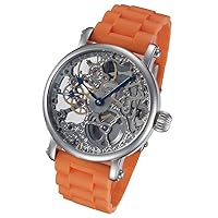 Hand Wind Mechanical Watch with Orange Rubber Strap - RM870-ORN