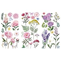 GLOBLELAND Retro Floral Furniture Transfer Stickers Redesign Decor Transfers Suitable for Home Cabinet Wooden Door Glass, 11.81x5.91 inches