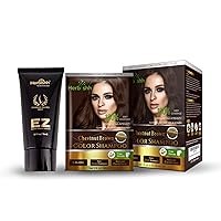 Herbishh Hair Color Shampoo for Gray Hair– Hair Dye Shampoo with Argan Hair Mask–Travel size Chestnut Brown 30ml x 10 Sachet + Hair Color Cream for Gray Hair Coverage