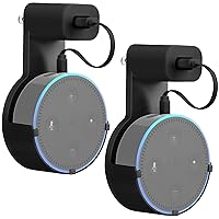 Echo Dot 2 Wall Mount Hanger Holder Stand Amazon Alexa Echo Dot 2nd Generation Without Mess Wires Or Screws, Dot Accessories, Compact Holder Case Plug in Kitchens, Bathroom And Bedroom (2 Packs)