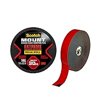 Scotch-Mount Double Sided Mounting Tape Heavy Duty, Black Extreme Mounting Tape, 1 Roll Adhesive Tape, 1 in x 400 in Wall Tape (33.3ft), Our Strongest Tape For Our Toughest Jobs (414H-Long-DC)