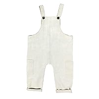 Lucas Square Front Overall with Straps and Pockets 55% Organic linen-45% Organic Cotton – Natural – 2 Year