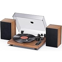 1 by ONE Record Player, Hi-Fi System Bluetooth Turntable Players with Stereo Bookshelf Speakers, Phono Preamp, AT-3600L, Adjustable Counterweight, Bluetooth Output&Input, 2-Speed Belt Drive