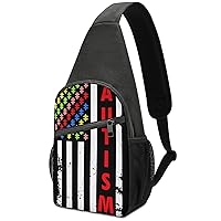 Autism American Flag Sling Bag Travel Daypack Crossbody Shoulder Backpack for Hiking Cycling