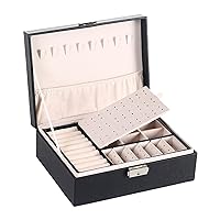 Teddys Jewelry Box, Trinket Box, Jewelry Storage Case, Accessory Box, Portable Carrying Jewelry Box for Women (Black)