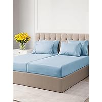 Split King 7 Piece Sheet Set - Breathable & Cooling Bed Sheets - Hotel Luxury Bed Sheets for Women, Men, Kids & Teens - Deep Pockets - Easy Fit - Soft & Wrinkle Free - Split King Light Blue Sheets