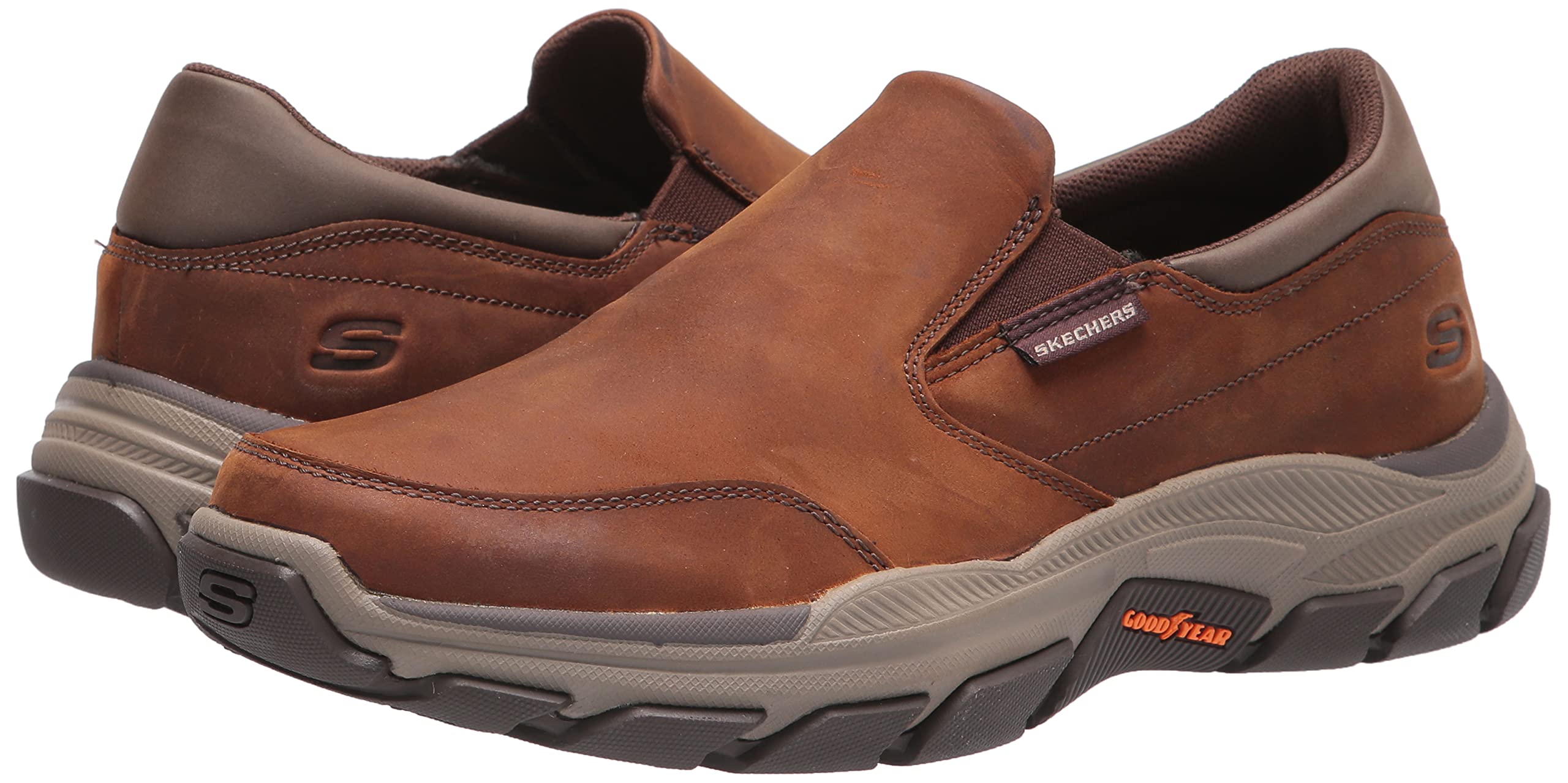 Skechers Men's Respected-Calum Goodyear Rubber Low Profile Leather Slip on with Twin Gore Loafer