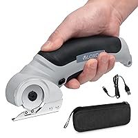 VLOXO Cordless Cardboard Cutter, Electric Fabric Cutter with Safety Lock 4.2V Electric Scissors Multi-Cutting Tools, Rechargeable Rotary Cutter Electric for Leather Felt Rug Box with Storage Box Grey