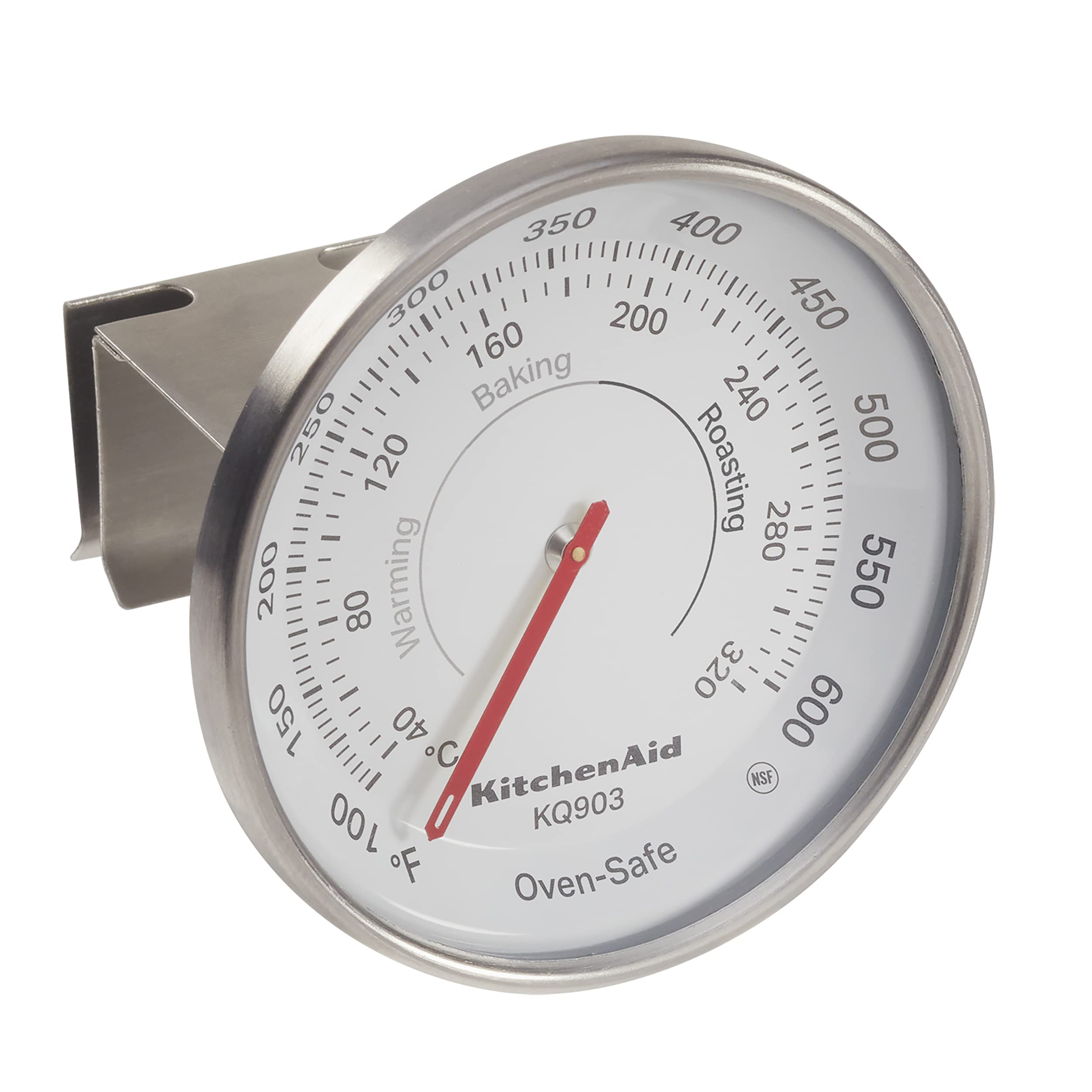 KitchenAid KQ903 3-in Analog Dial Oven/Appliance Thermometer, TEMPERATURE RANGE: 100F to 600F, Stainless Steel