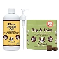 Canine Vitality Dog Vitamins and Supplements Bundle, Includes (1) Hip and Joint Chews Supplement-90 pcs cosequin for Dogs, (1) Ultra Omega Fish Oil 16 Oz Omega 3 Fish Oil for Dogs