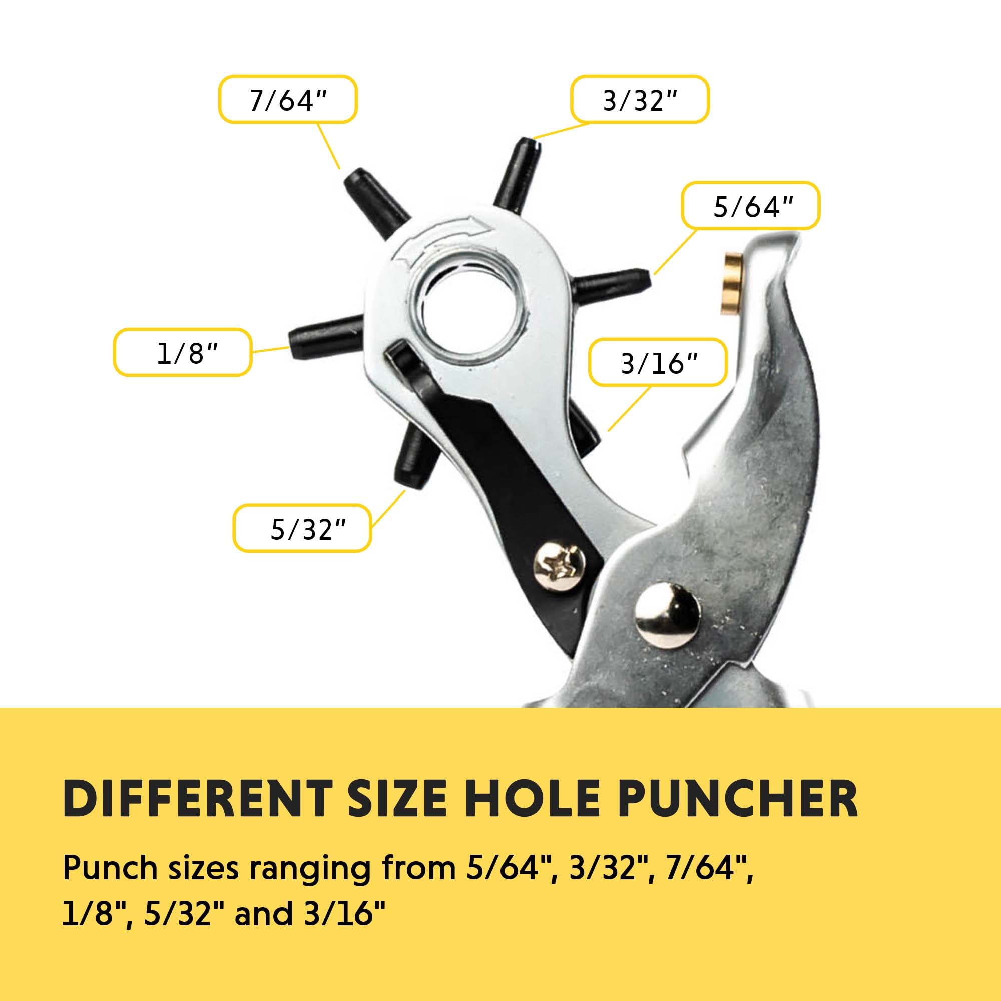 General Tools Revolving Punch Pliers - 6 Multi-Hole Sizes for Leather, Rubber, & Plastic - Hobbies & Crafts