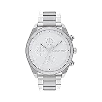 Calvin Klein Multi Dial Quartz Watch for Men Impact Collection with Silver Stainless Steel Strap - 25200356, silver, Bracelet