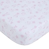 Disney Minnie Mouse Be Happy Pink & White Super Soft Fitted Crib Sheet, Pink, White