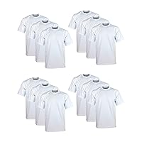 Pro Club Men's 12-Pack Heavyweight Cotton Short Sleeve Crew Neck T-Shirt, White, 5X-Large