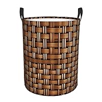 Wicker Woven Grid Round waterproof laundry basket,foldable storage basket,laundry Hampers with handle,suitable toy storage