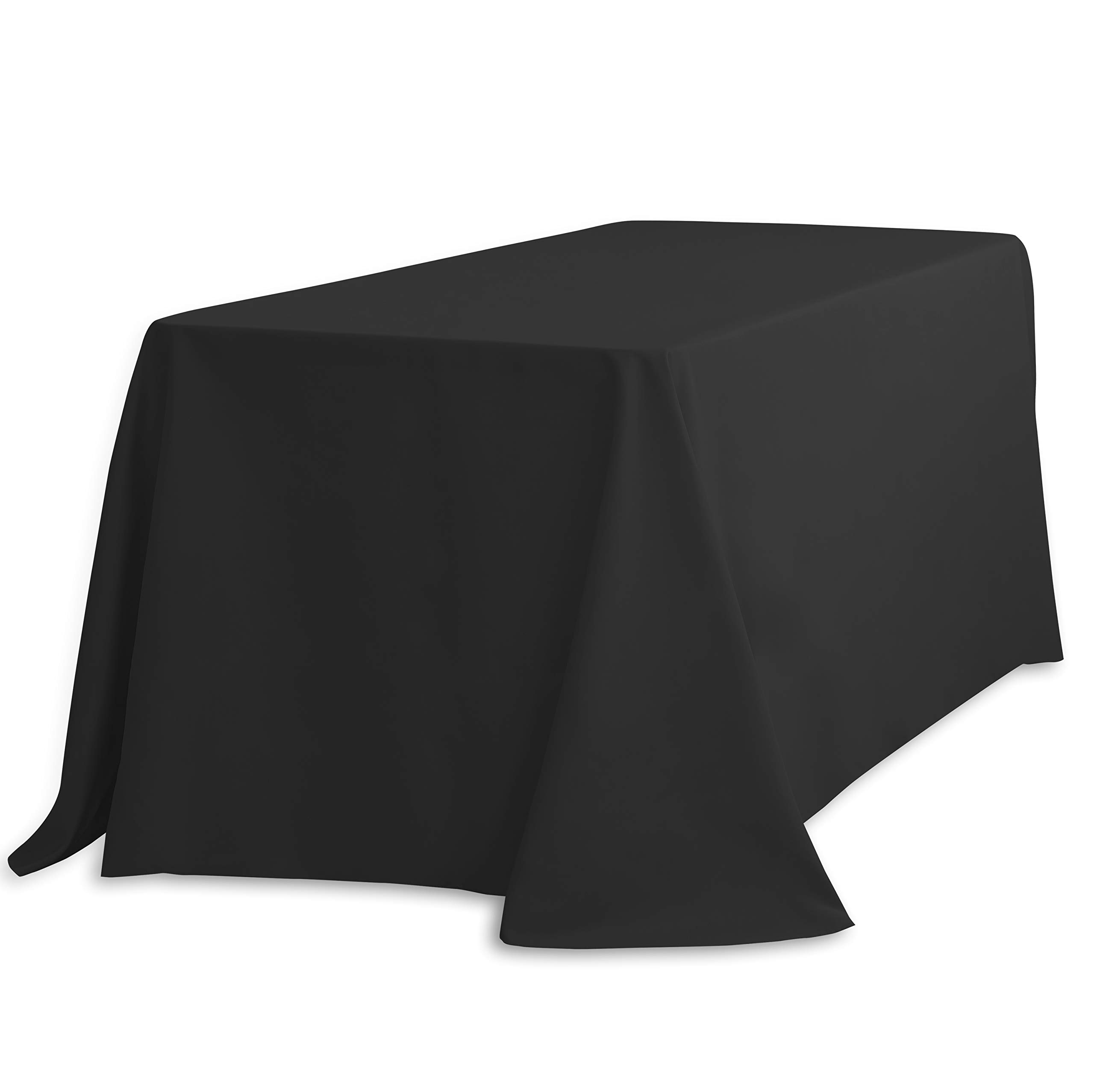 LinenTablecloth 90 x 132-Inch Rectangular Polyester Tablecloth with rounded corners Black