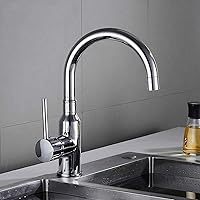 Faucets,Kitchen Faucets Hot and Cold Water Tap 360 Degree Rotation Kitchen Sink Mixer Crane Chrome Polished/Black/Chrome