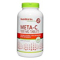 NutriBiotic Meta-C Tablets, 1000 mg Spirulina-Bound Vitamin C, 250 Count | Buffered with Calcium, Biologically Active Spirulina Metabolites & Lemon Bioflavonoids | Antioxidant & Collagen Support