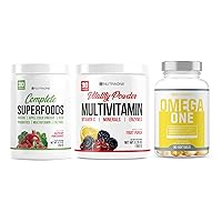 NutraOne Complete Superfoods Greens & Reds Blend - Vitality Vitamin Powder and Mineral Supplement - OmegaOne Omega-3 Fish Oil Supplement - Get Healthy Bundle
