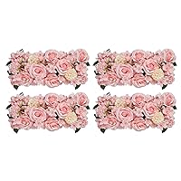 4pcs 50 * 25 Pink Flower Wall Panels Set for Backdrop 3D Artificial Silk Flowers Fake Rayon Rose Wall Mat Decoration for Wedding Party Baby Bridal Shower