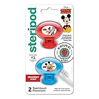 Steripod Kids Clip-On Toothbrush Protector, Mickey Mouse, Strawberry Scent, Keeps Toothbrush Fresh and Clean, Fits Most Manual and Electric Toothbrushes, 2 Count