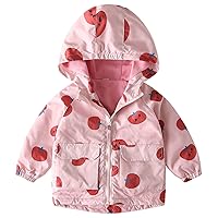 Happy Cherry Kids Boys Girls Fleece Lined Windbreaker Jacket Fashion Prints Hoodie for Fall Winter