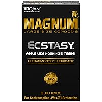 TROJAN Magnum Ecstasy Large Size Condoms, Black, 10 Count
