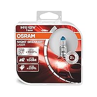 OSRAM NIGHT BREAKER LASER H1, next generation, 150% more brightness, halogen headlamp, 64150NL-HCB, 12V, passenger car, duo box (2 lamps)