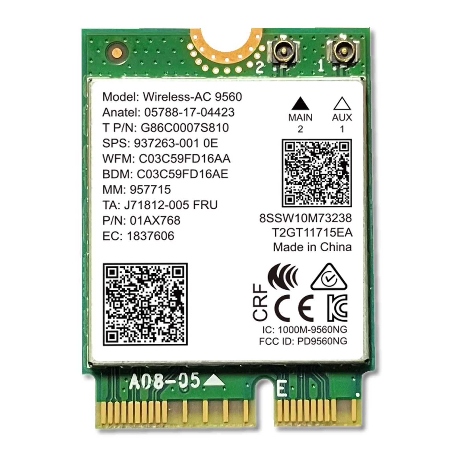 NETELY Wireless-AC 9560NGW NGFF M2 CNVI Interface CRF WiFi Adapter-Wireless-AC 2030Mbps (2.4GHz 300Mbps & 5GHz 160MHz 1730Mbps), Bluetooth 5.0, Intel Wireless-AC 9560NGW (Wireless-AC 9560NGW)