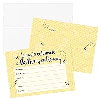 DISTINCTIVS Bumble Bee Baby Shower Party Invitations - BaBee on the Way - 10 Cards with Envelopes