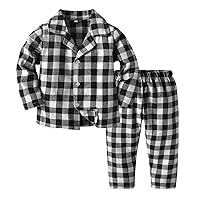 Plaid Robe for Girls Toddler Kids Baby Boys Girls Two-piece Suit Plaids Print Baby Girls Fleece Clothing