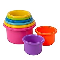 Colorful Baby Toys: 8 brightly colored cups stack together with Unique Holes in the Bottom for water play