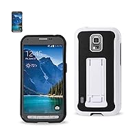 Reiko Horizontal Vertical Kickstand case Samsung Galaxy S5 Active SM-G870 Black White - Carrying Case - Retail Packaging - Black White