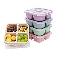 5 Pack Bento Lunch Box，4 Compartment Snack Containers，Divided Bento Snack Box，Meal Prep, Lunch Box Kids/Toddle/Adults,Food Storage Containers for School, Work and Travel (Multicolor-1)