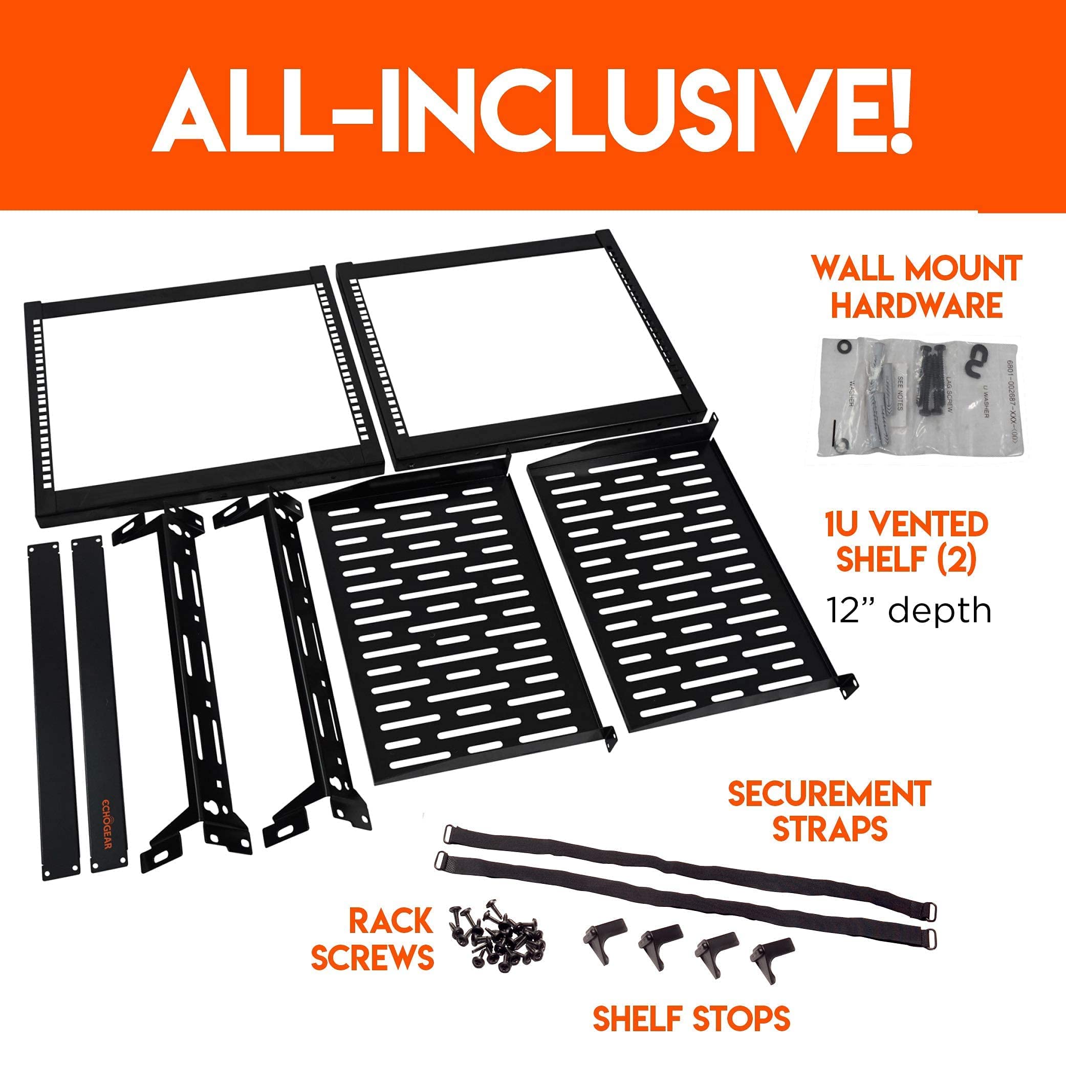 ECHOGEAR 10U Open Frame Rack & Swing-Out Wall Mount - Heavy Duty Design Holds All Your Networking & AV Gear