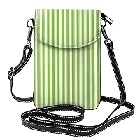 Classic Green Striped Small Cell Phone Purse,Cellphone Crossbody Purse With Protection,Women Wallet