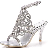 Women Strappy Wedding Prom Evening Sandals Peep Toe Crystal Party Pump Heels
