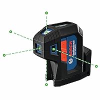 Bosch GPL100-50G 125ft Green Beam 5-Point Self-Leveling Laser with VisiMax Technology and Integrated 360° Multipurpose Mount